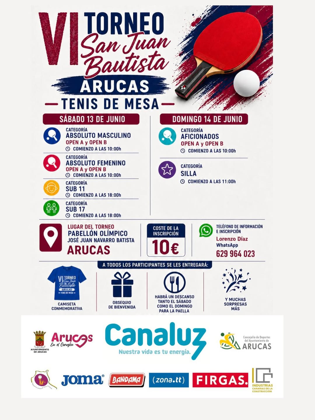 VI TORNEO DE TENIS DE MESA SAN JUAN BAUTISTA DE ARUCAS