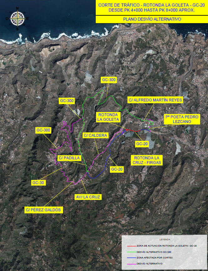 Imagen de Corte de tráfico nocturno del Cabildo de Gran Canaria por obras de asfaltado en la GC-20 (Rotonda La Cruz, Rotonda La Goleta y tramo comprendido entre los PK 4+000 y 5+000, aproximadamente)  1